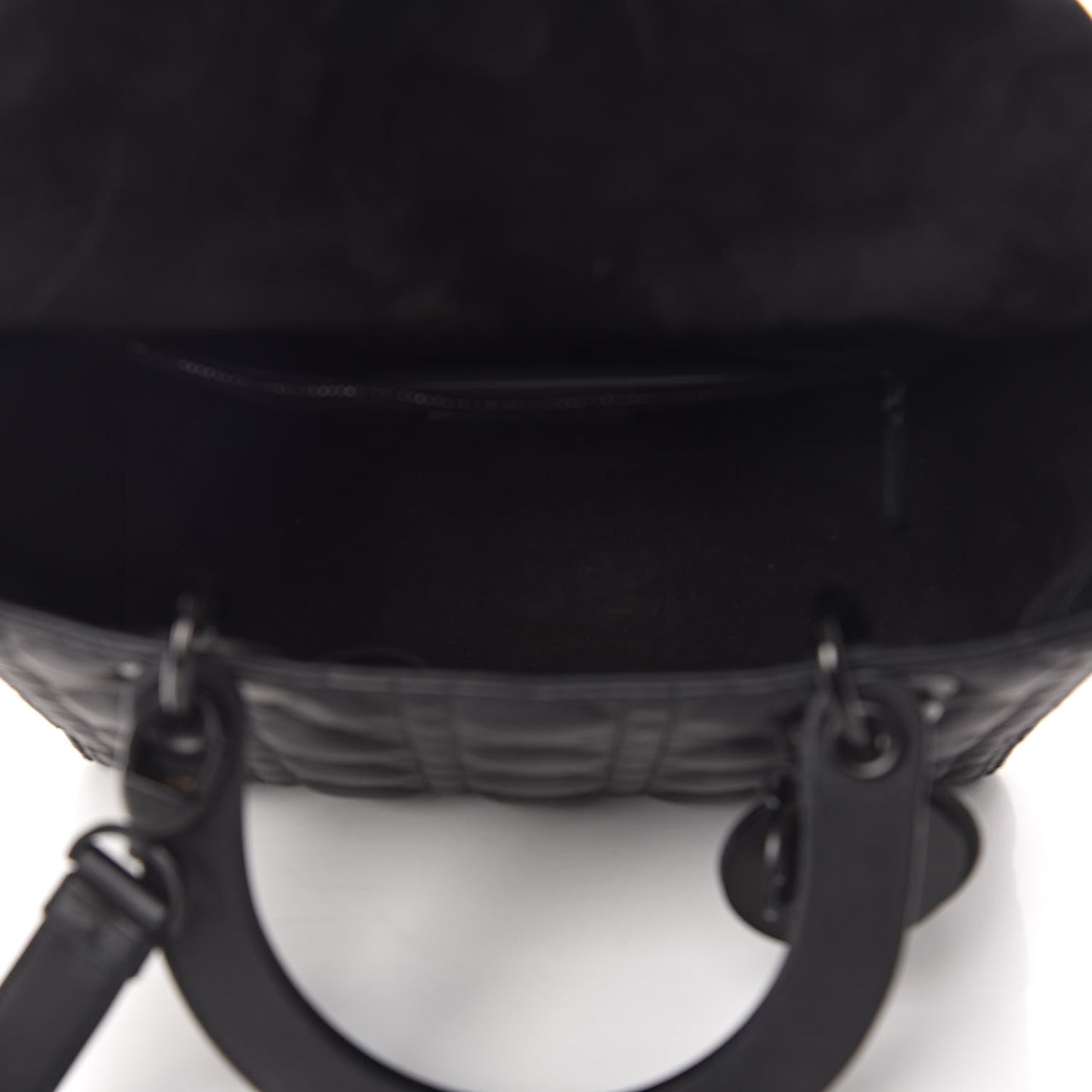 Ultra Matte Calfskin Cannage Medium Lady Dior Black