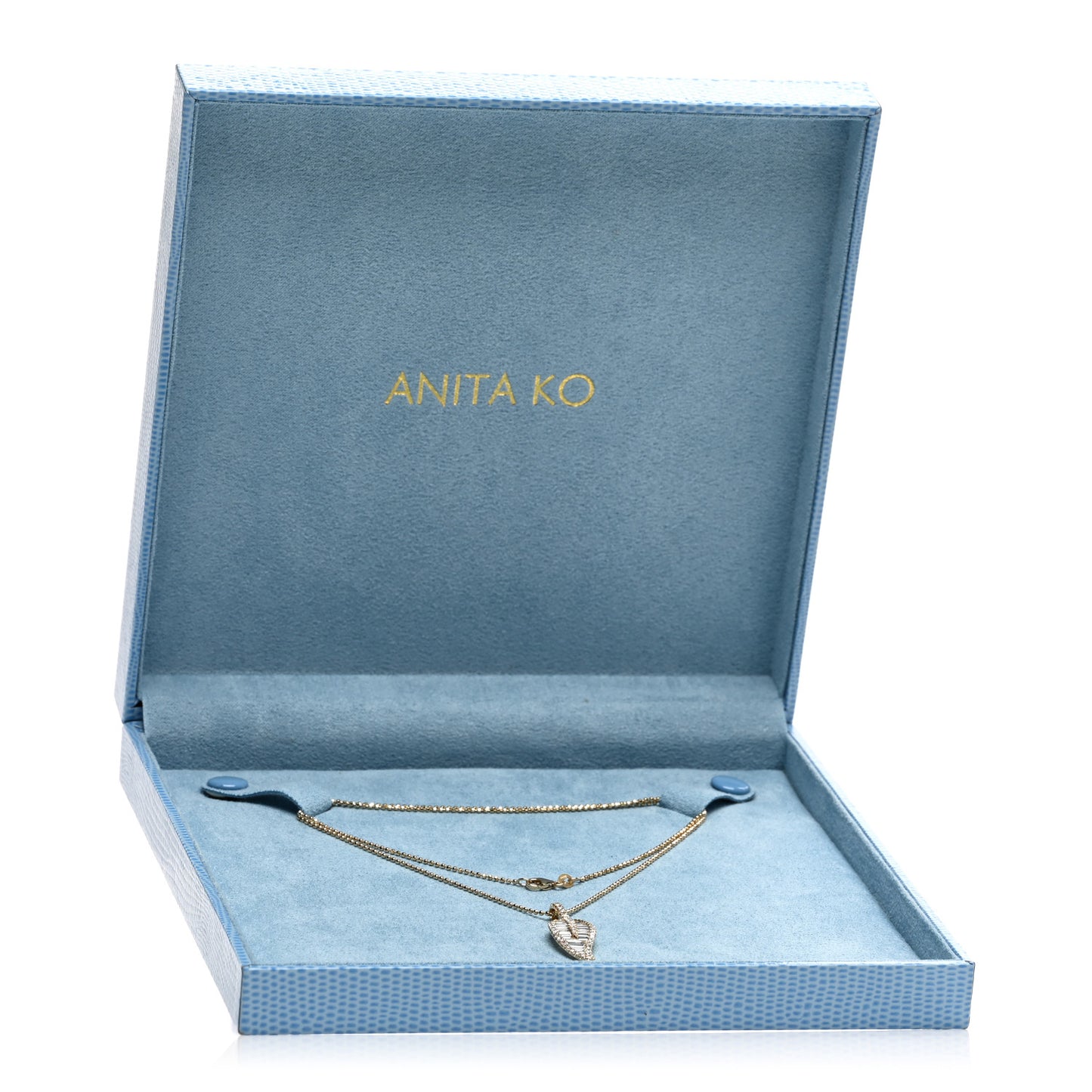 18K Yellow Gold Diamond Large Leaf Pendant Necklace