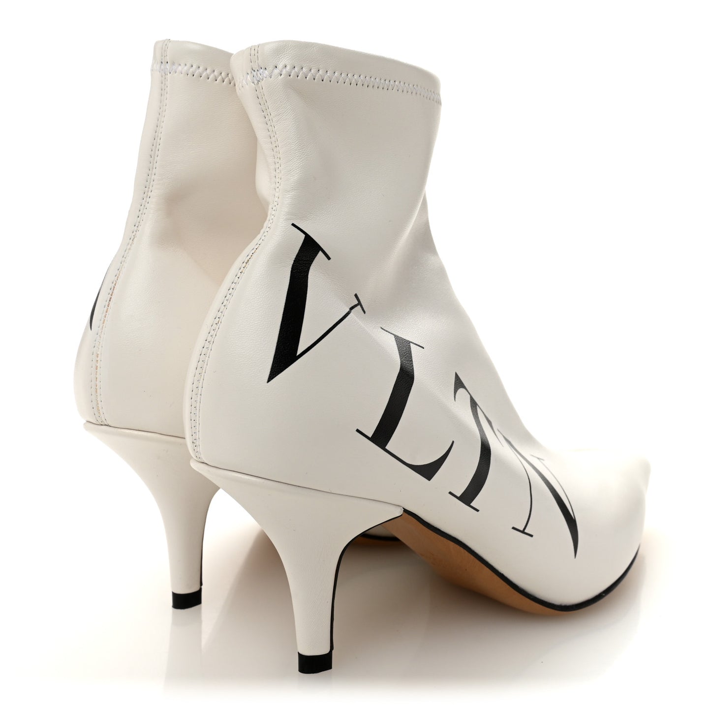 Eco Leather VLTN 70mm Sock Booties 36.5 White Black