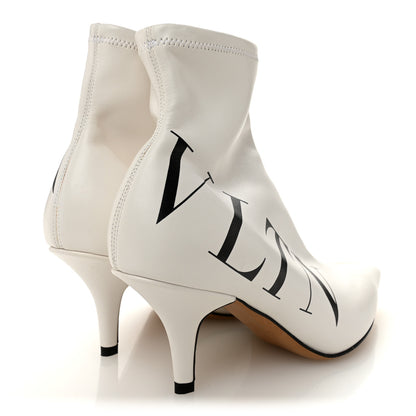 Valentino Garavani Eco Leather VLTN 70mm Sock Booties 36.5 White Black 4 of 8