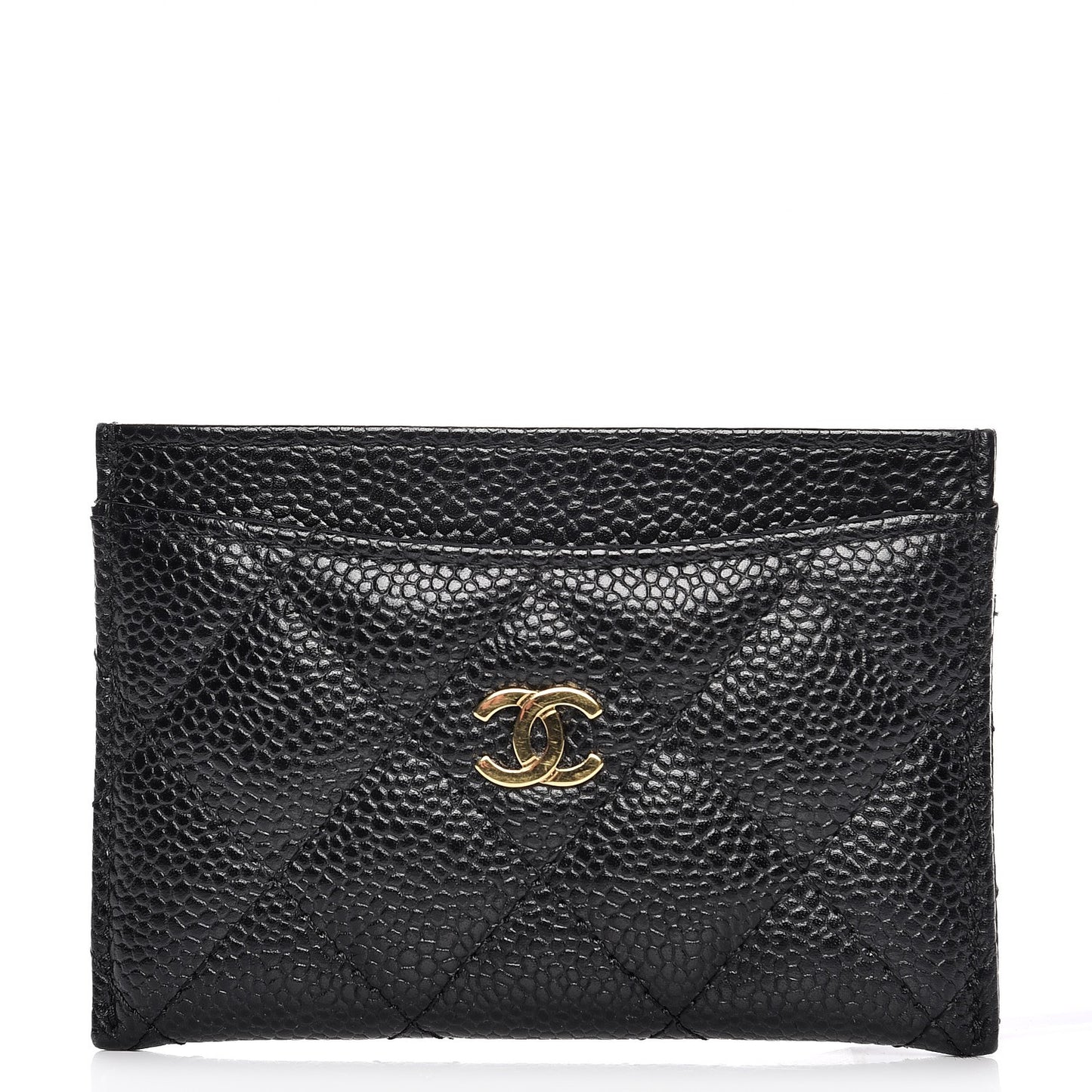 Caviar Quilted Card Holder Black