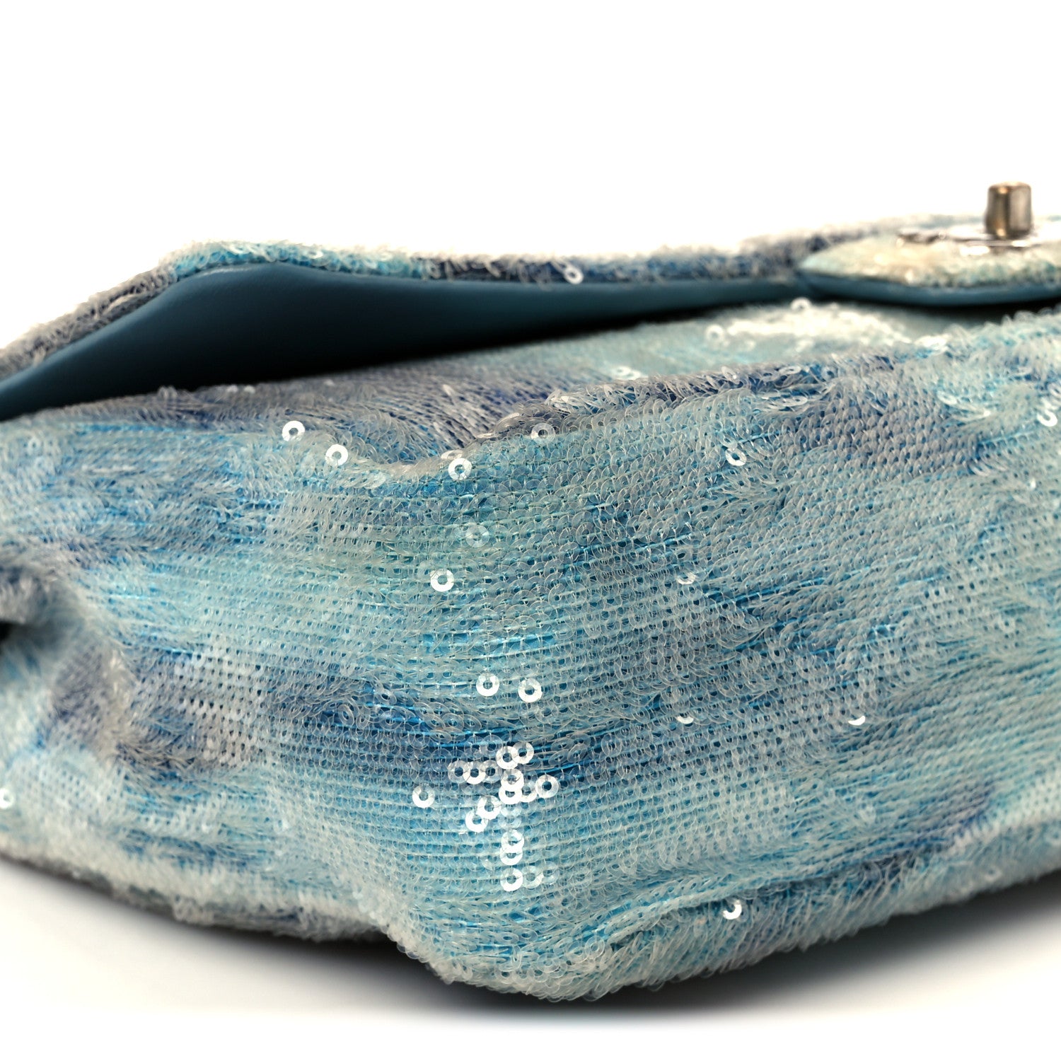 Chanel Sequin Large Waterfall Flap Light Blue 10 of 11