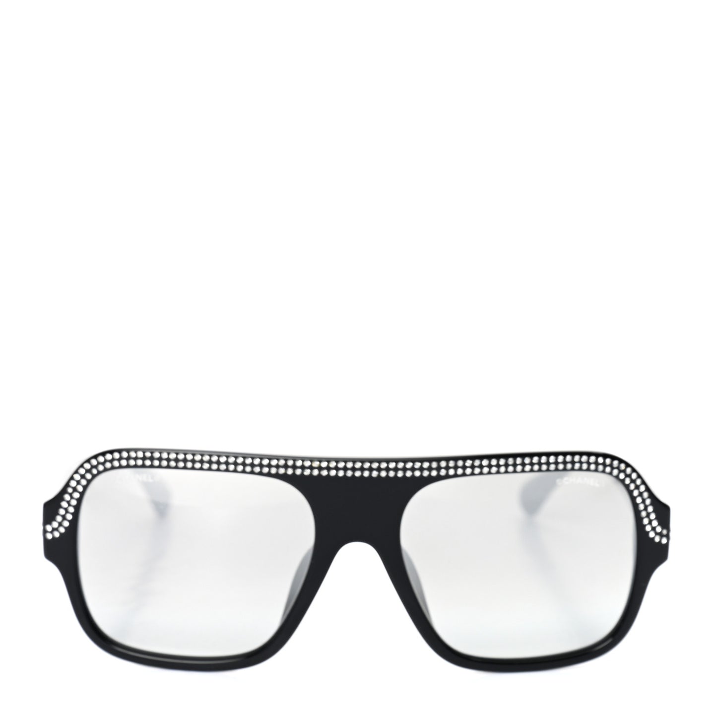 Crystal CC Shield Sunglasses 71432A Black Silver