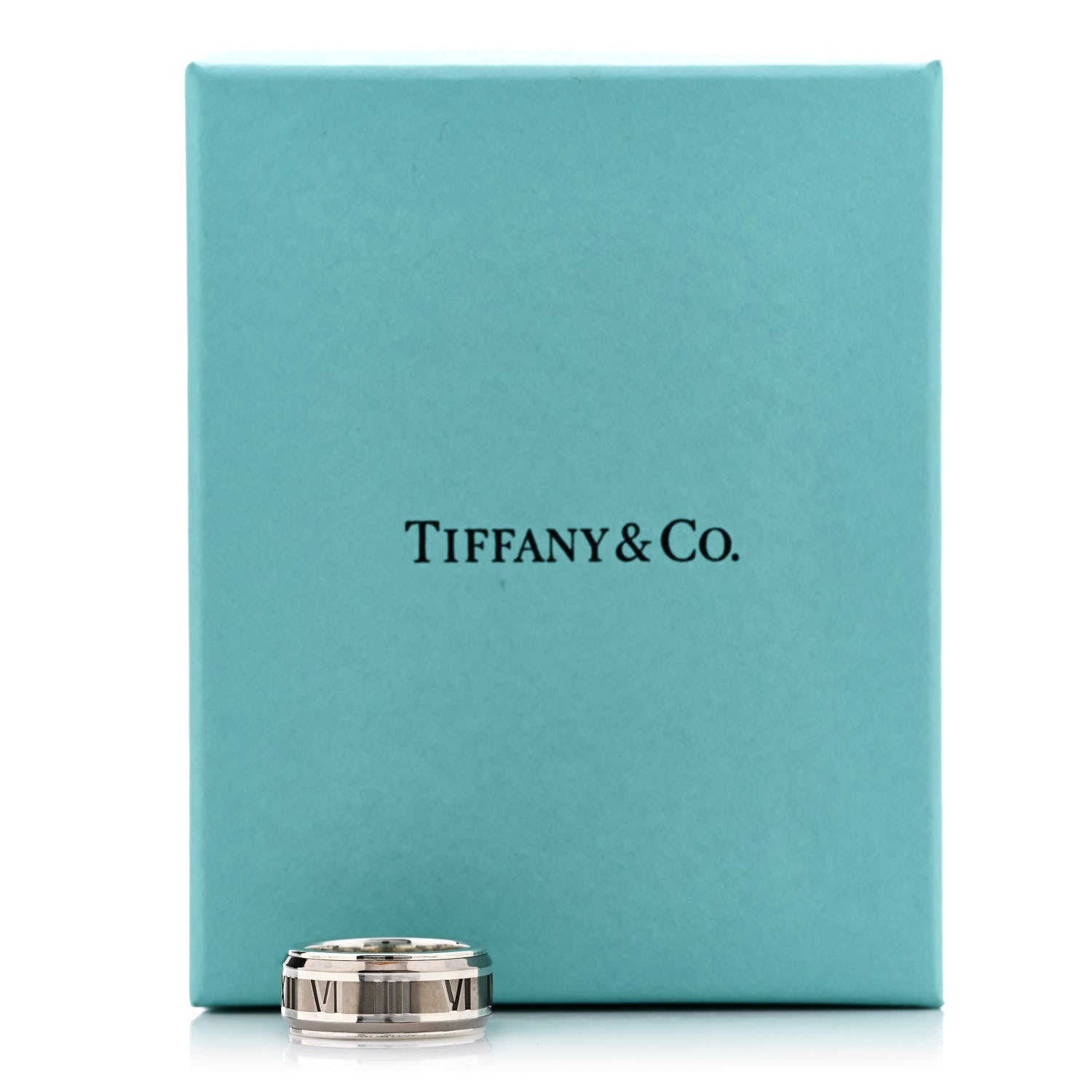 Tiffany Sterling Silver Titanium Atlas Band Ring 50 5.5 6 of 6