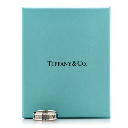Tiffany Sterling Silver Titanium Atlas Band Ring 50 5.5 6 of 6