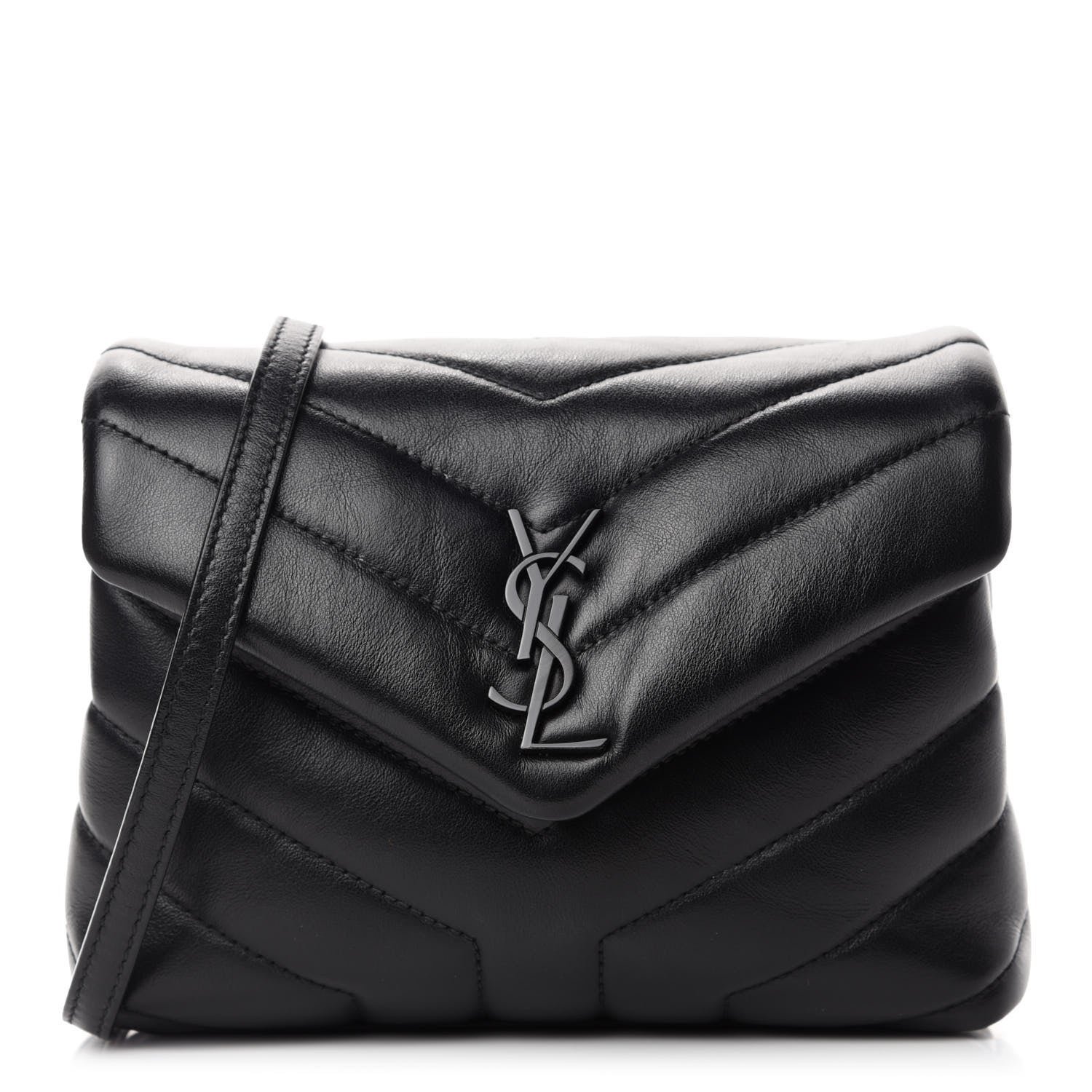 Saint Laurent Calfskin Y Quilted Monogram Toy Loulou Crossbody Bag Black 1 of 12