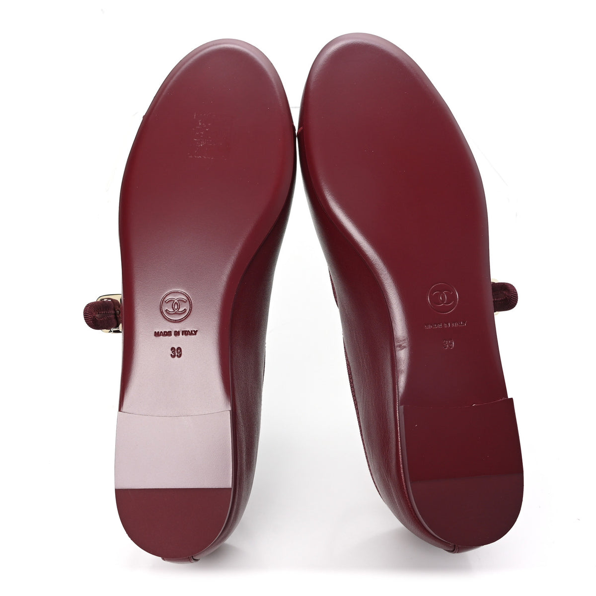 Chanel Lambskin Mary Jane Flats 39 Burgundy 6 of 10