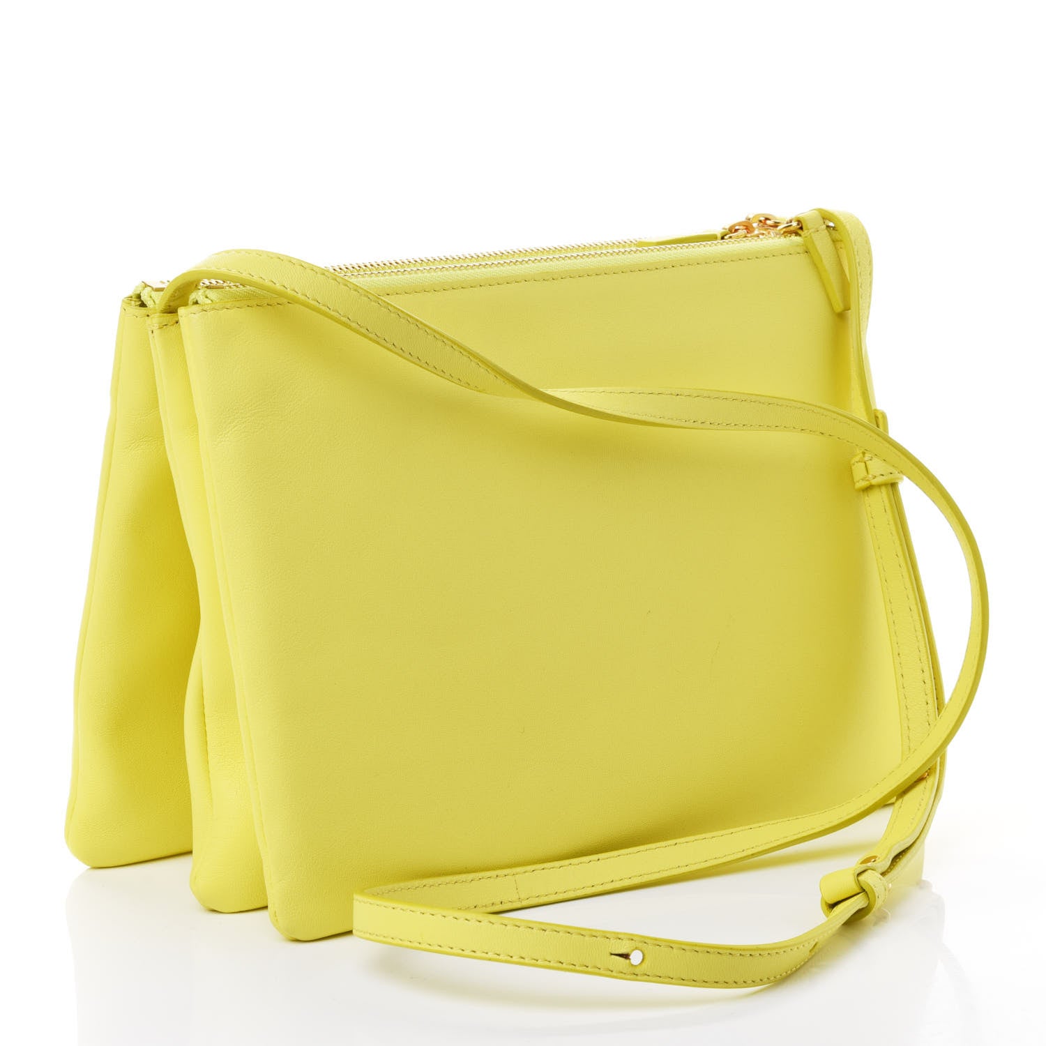 Celine Lambskin Large Trio Crossbody Bag Fluo Yellow 2 of 4