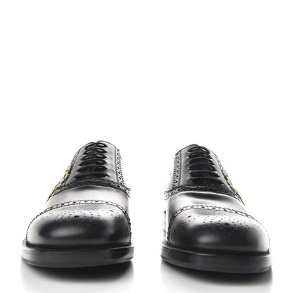 Gucci Calfskin Black Tiger Mens Brogue Lace-Up Oxfords 9.5 Black 3 of 9