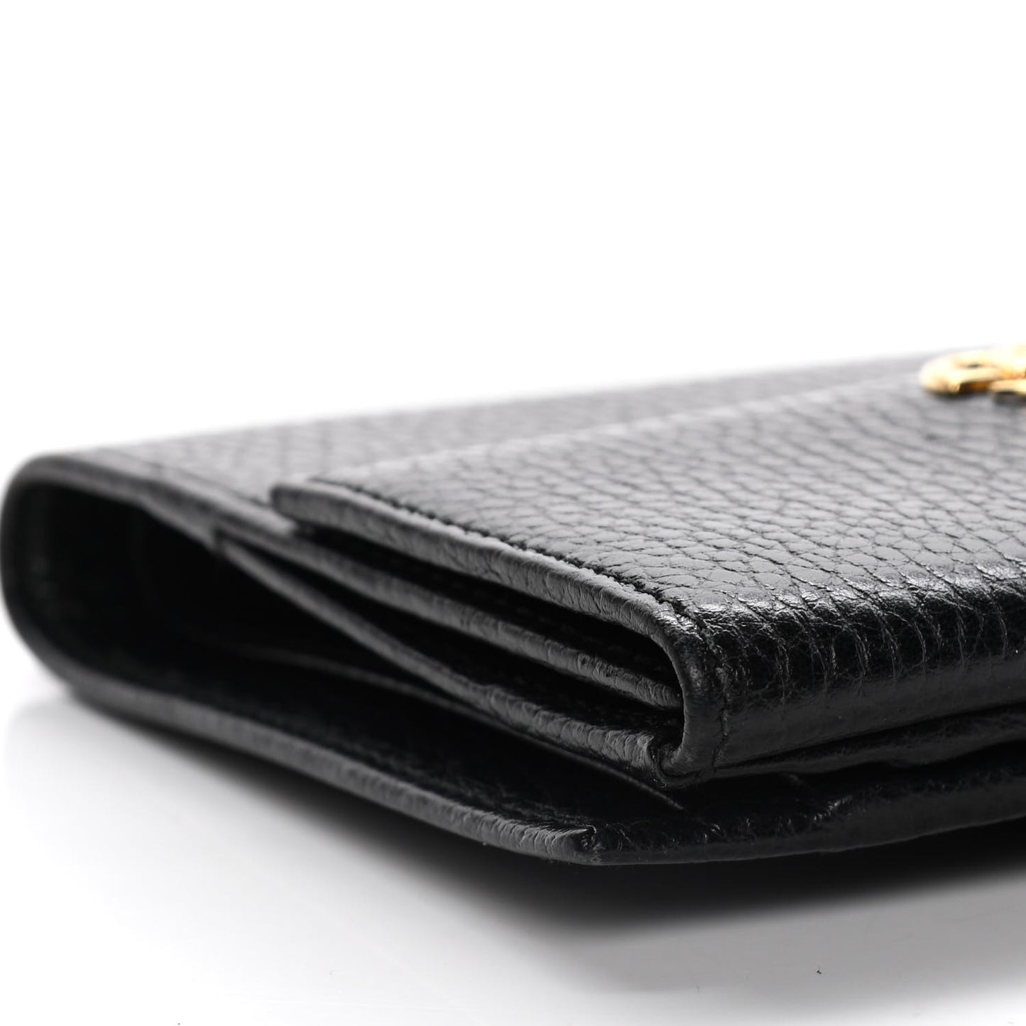 Dollar Calfskin Double G French Flap Wallet Black