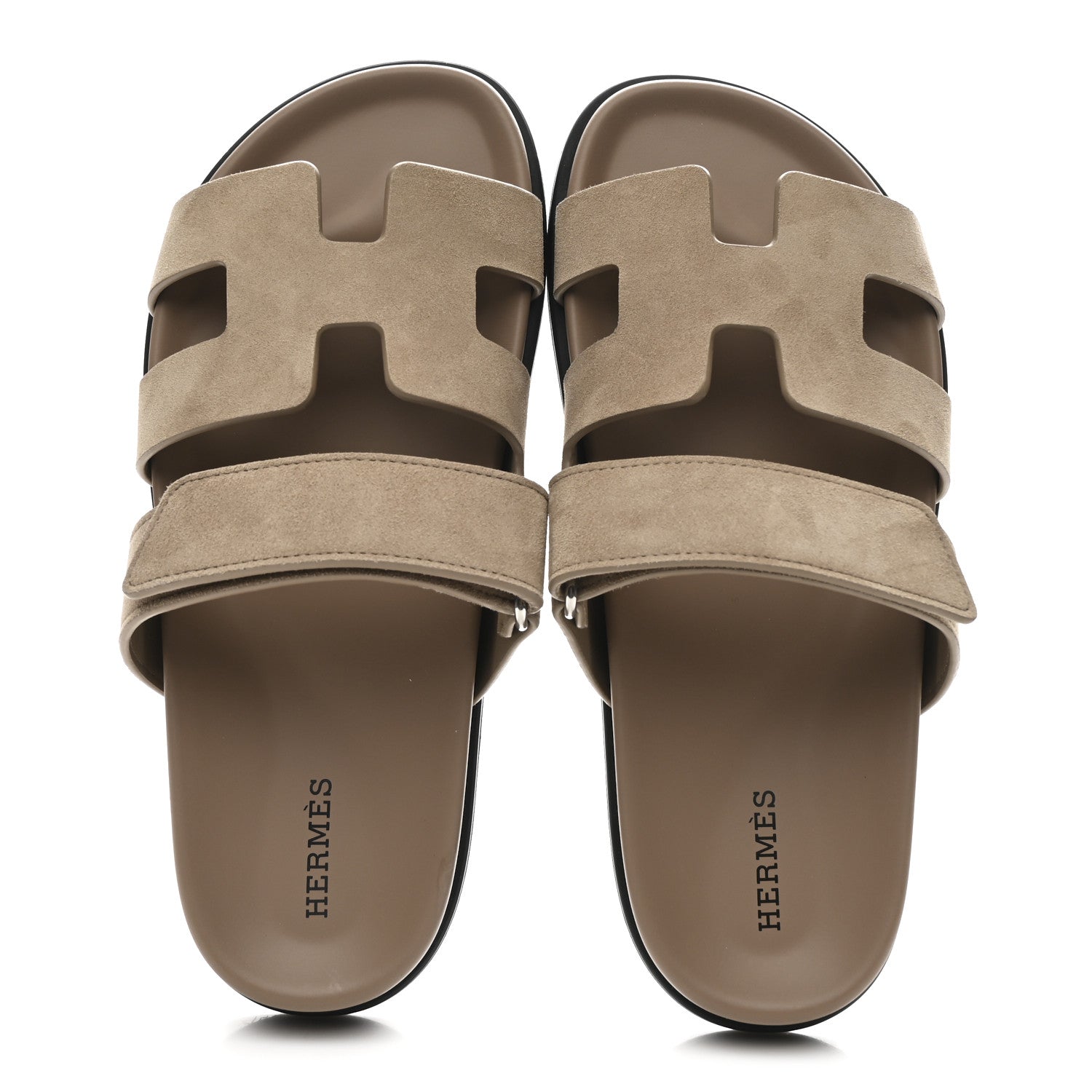 Hermes Suede Goatskin Womens Chypre Sandals 37.5 Beige Sable 2 of 10