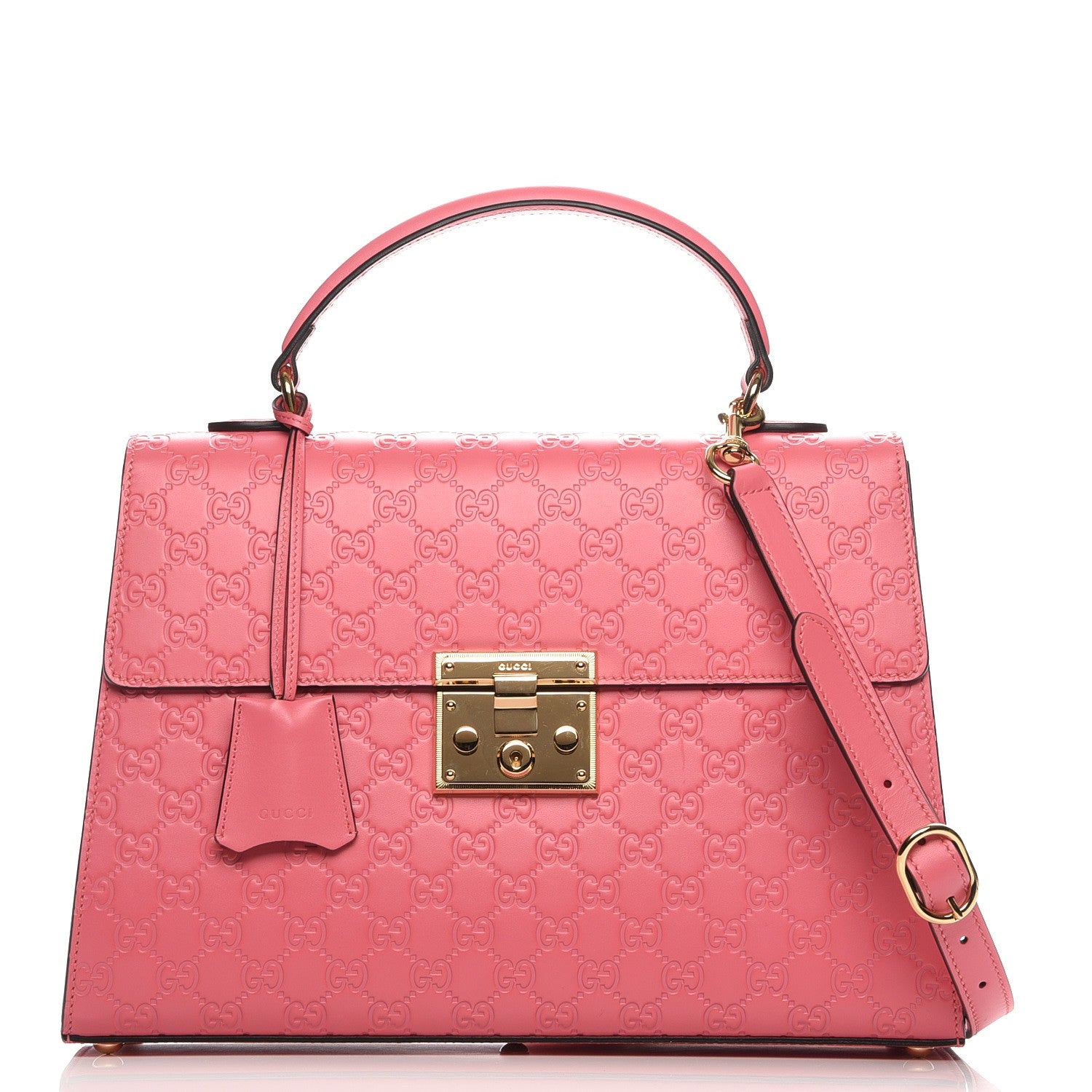 Gucci Guccissima Signature Medium Padlock Top Handle Bag Flush 1 of 8
