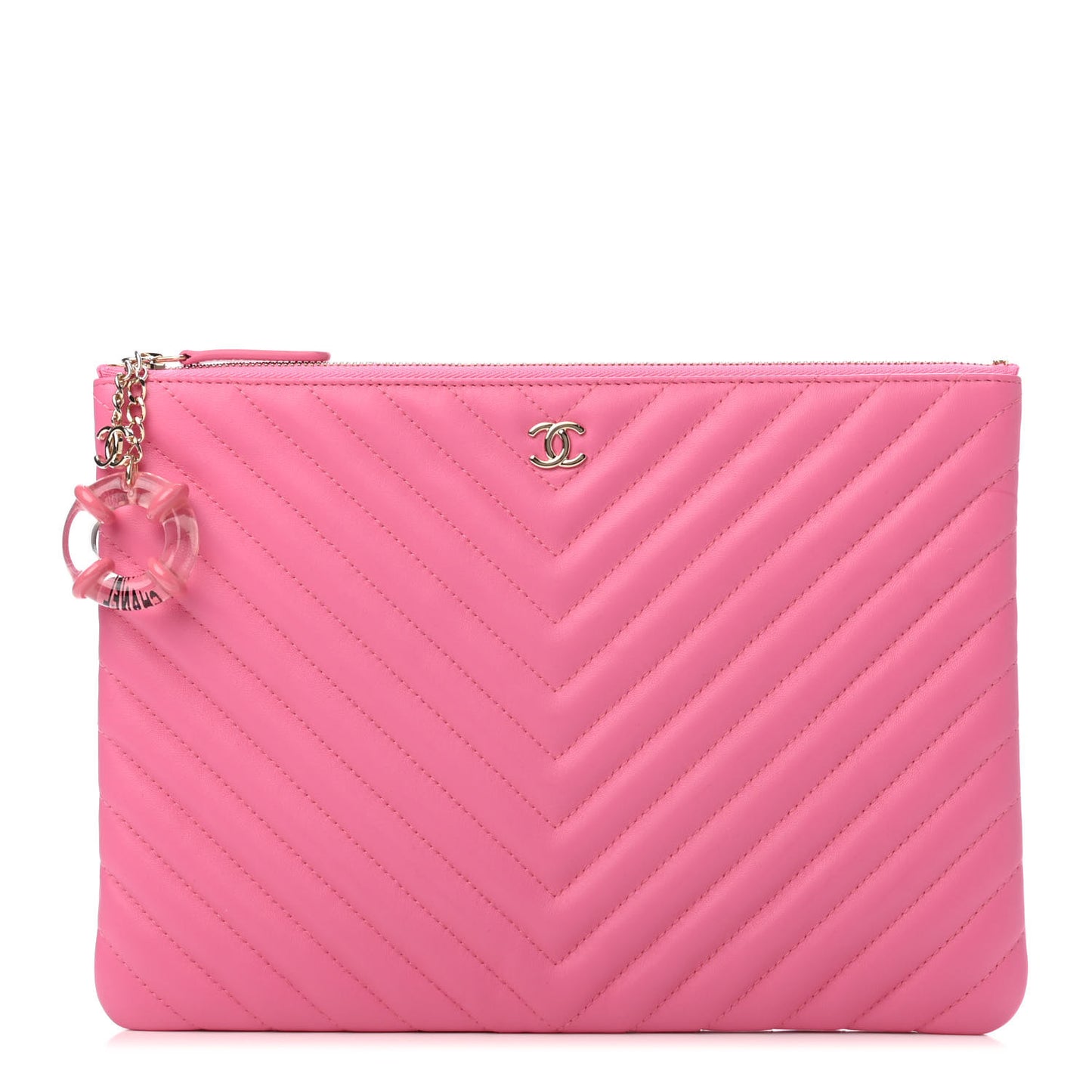 Lambskin Chevron Quilted Medium Cosmetic Case Pink