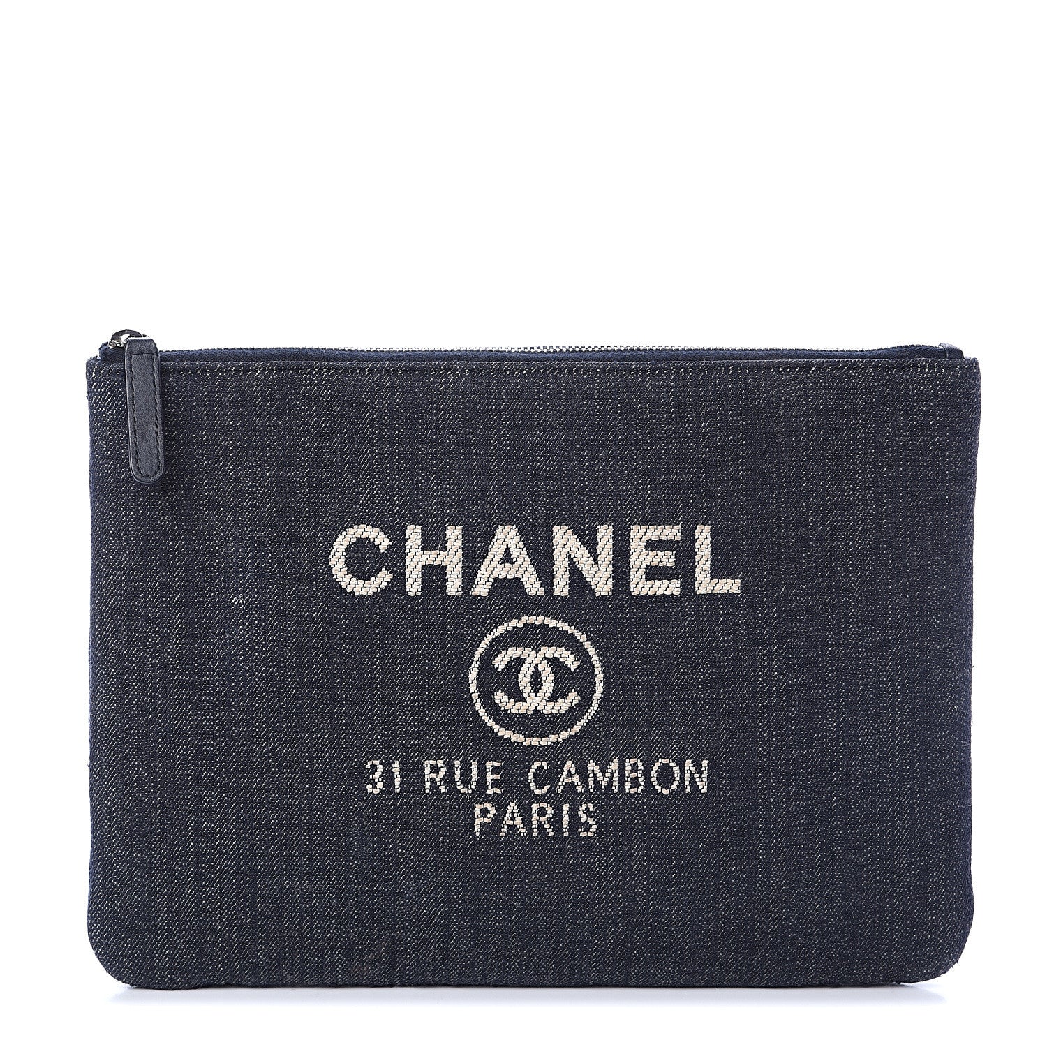 Chanel Denim Medium Deauville Pouch Dark Blue 1 of 6