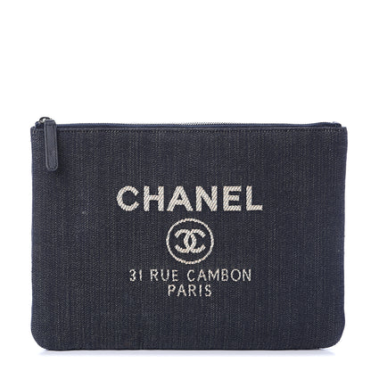 Chanel Denim Medium Deauville Pouch Dark Blue 1 of 6