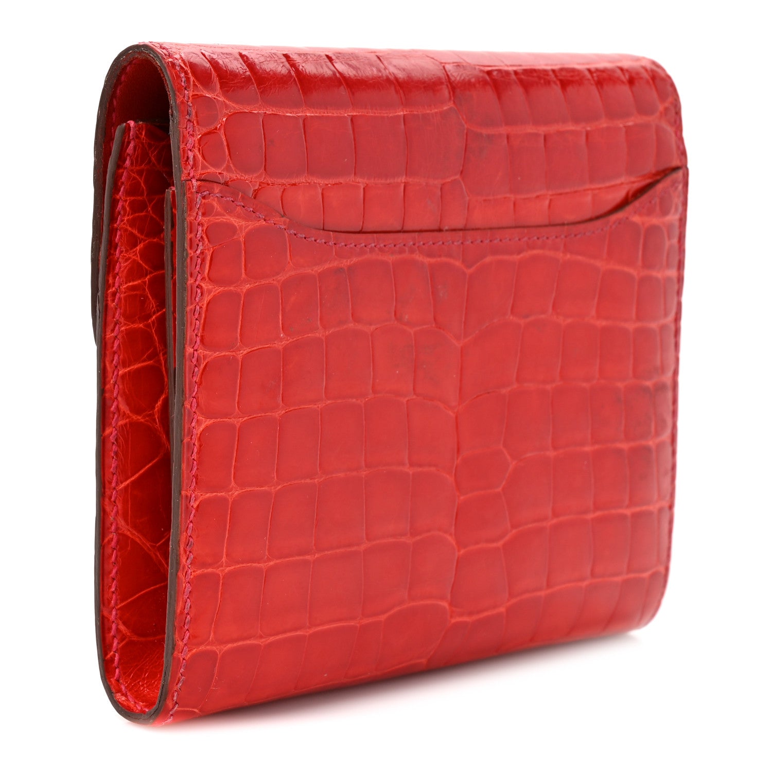 Hermes Shiny Alligator Constance Short Wallet Geranium 3 of 11