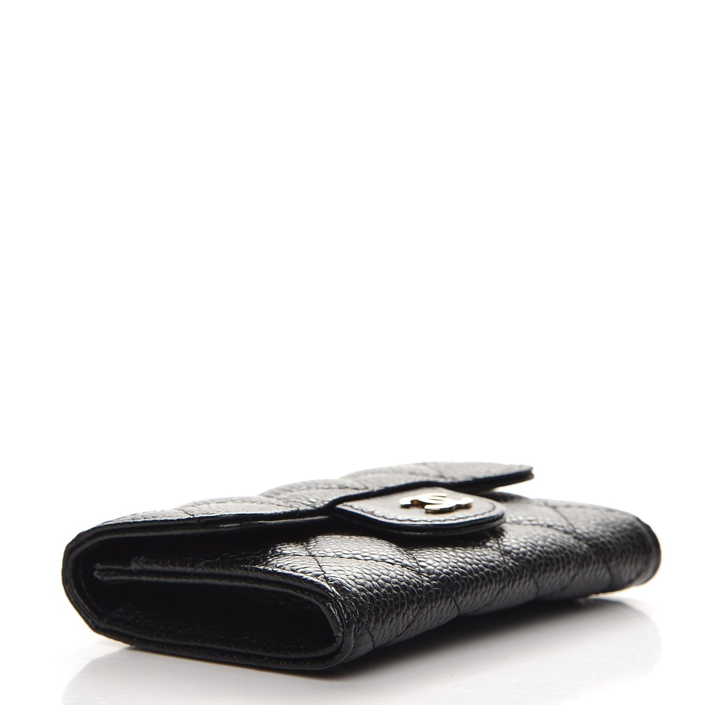 Caviar Quilted Flap Card Holder Black