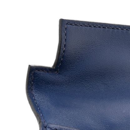 Hermes Madame Calfskin Shiny Alligator Mini Kelly Sellier Touch 20 Bleu Encre 14 of 15