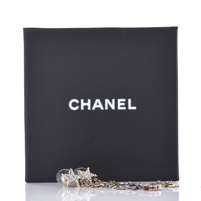 Chanel Crystal CC Star Moon Dangle Earrings Silver Gold 5 of 5