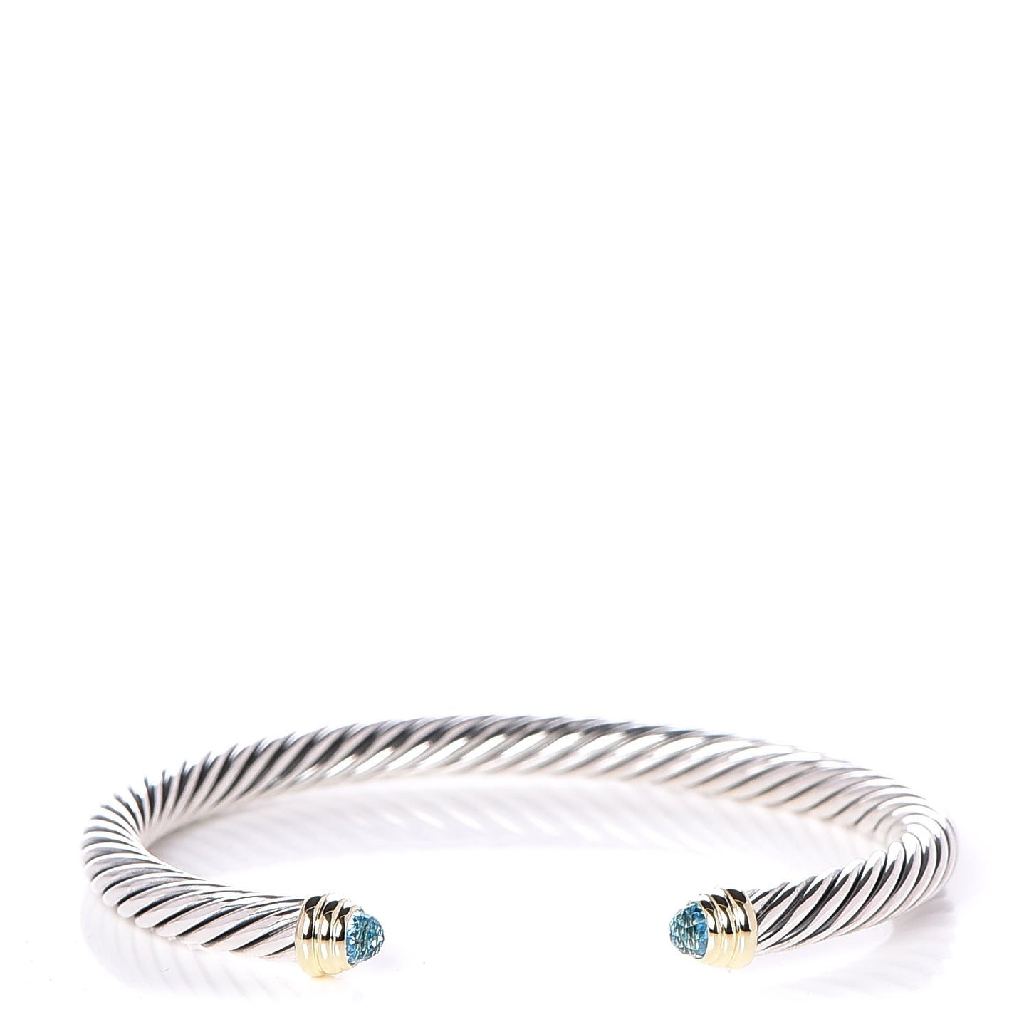 Sterling Silver 14K Yellow Gold Blue Topaz 5mm Cable Classics Petite Color Bracelet