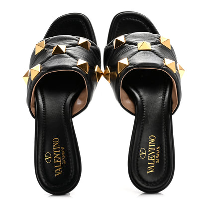 Valentino Garavani Nappa Quilted Roman Stud 65mm Slide Sandals 37 Black 4 of 24
