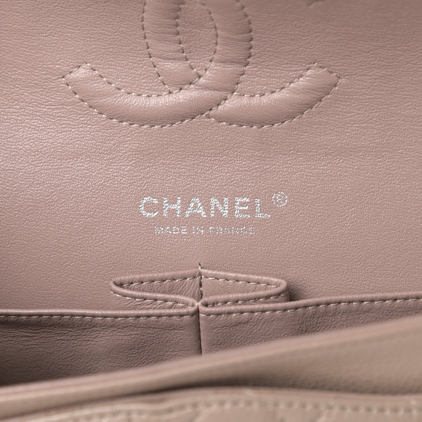Caviar Quilted Medium Double Flap Taupe