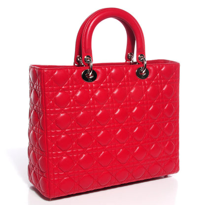 Christian Dior Lambskin Cannage Large Lady Dior Red 3 of 7