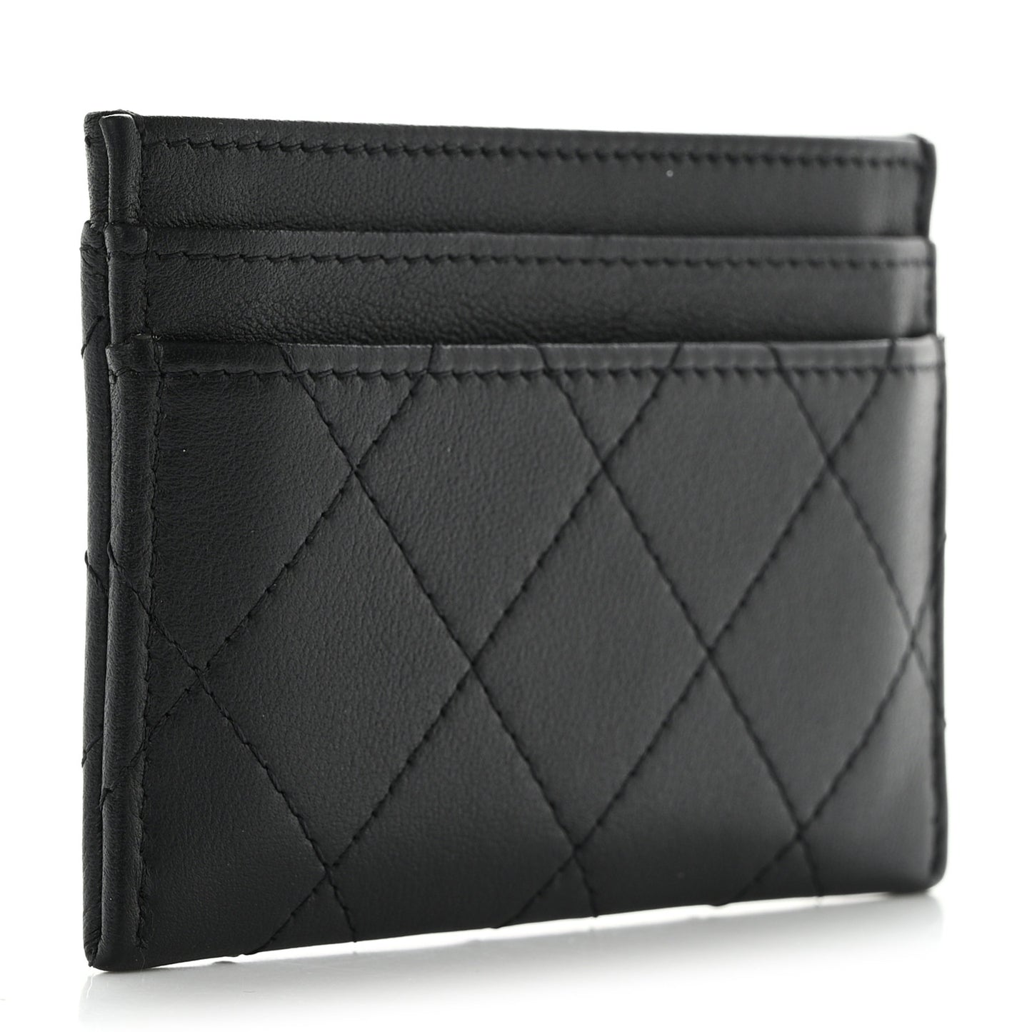 Calfskin Quilted Card Holder So Black