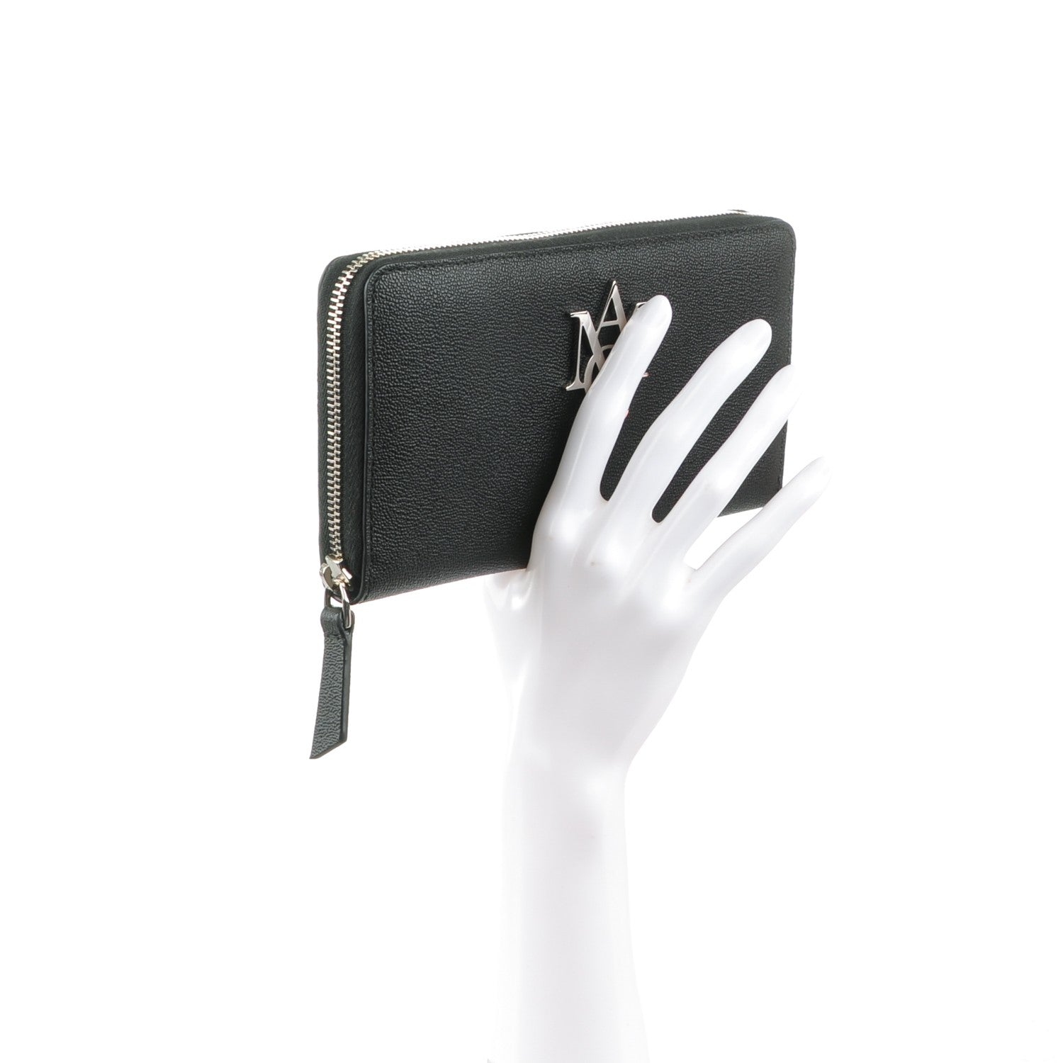 Alexander McQueen Calfskin Insignia Continental Zip Wallet Black 2 of 7