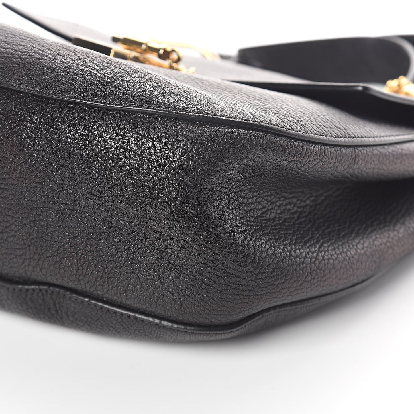 Grained Lambskin Large Drew Shoulder Bag Black