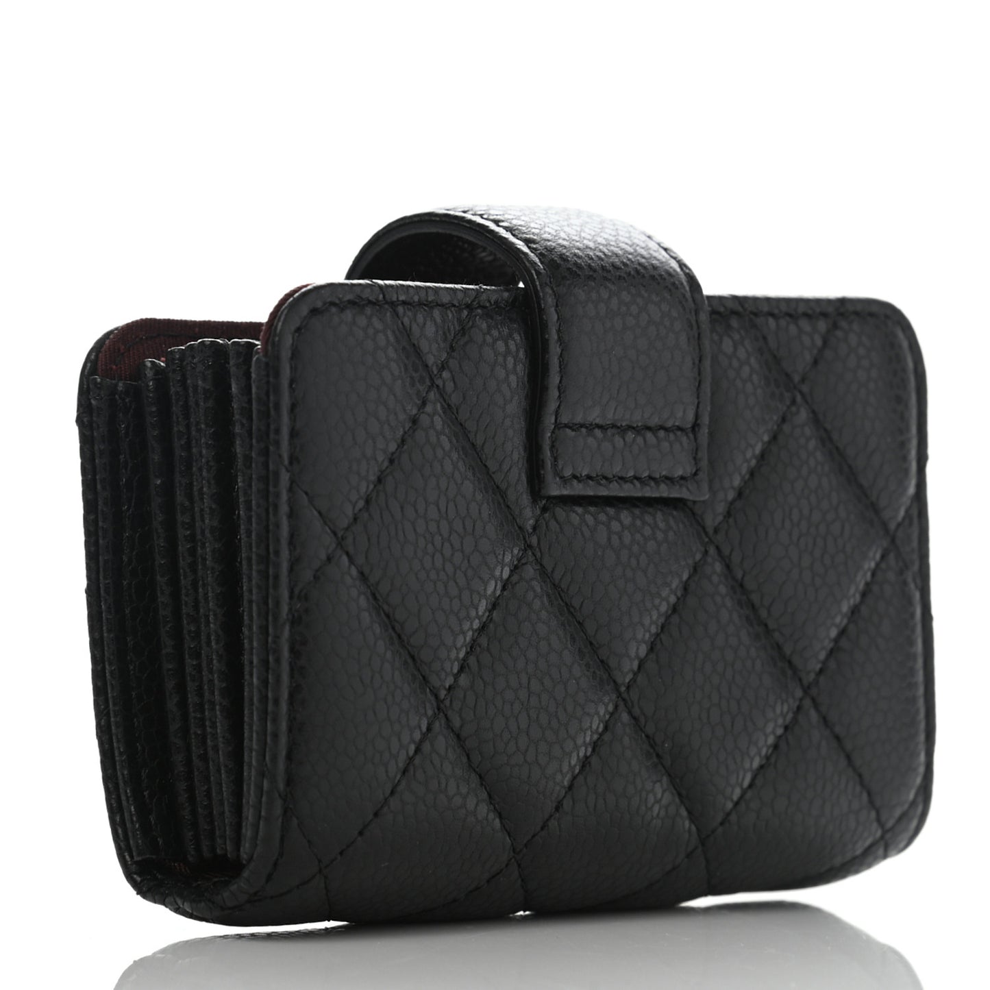 Caviar Quilted Gusseted Card Holder Black