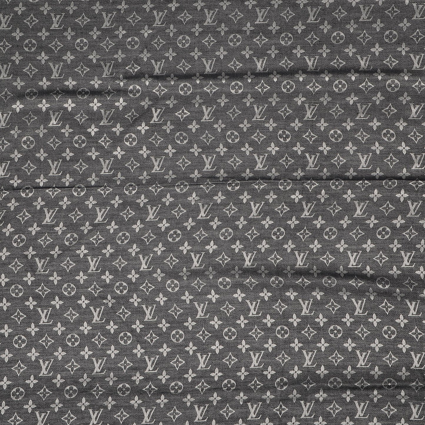 Silk Wool Monogram Denim Shawl Black