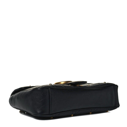 Gucci Calfskin Matelasse Studded Medium GG Marmont Shoulder Bag Black 4 of 9