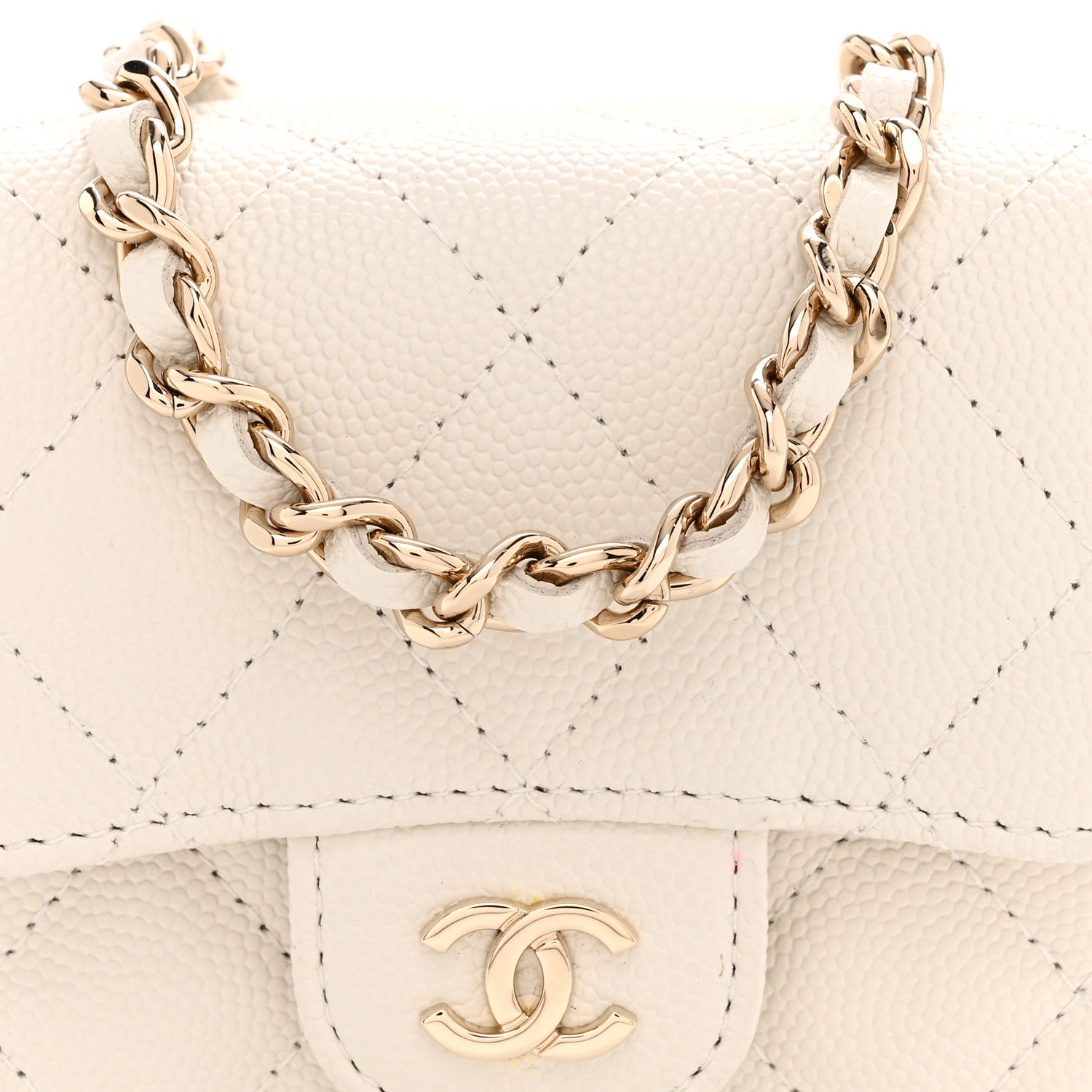 Chanel Caviar Quilted Mini Clutch With Chain White 8 of 11