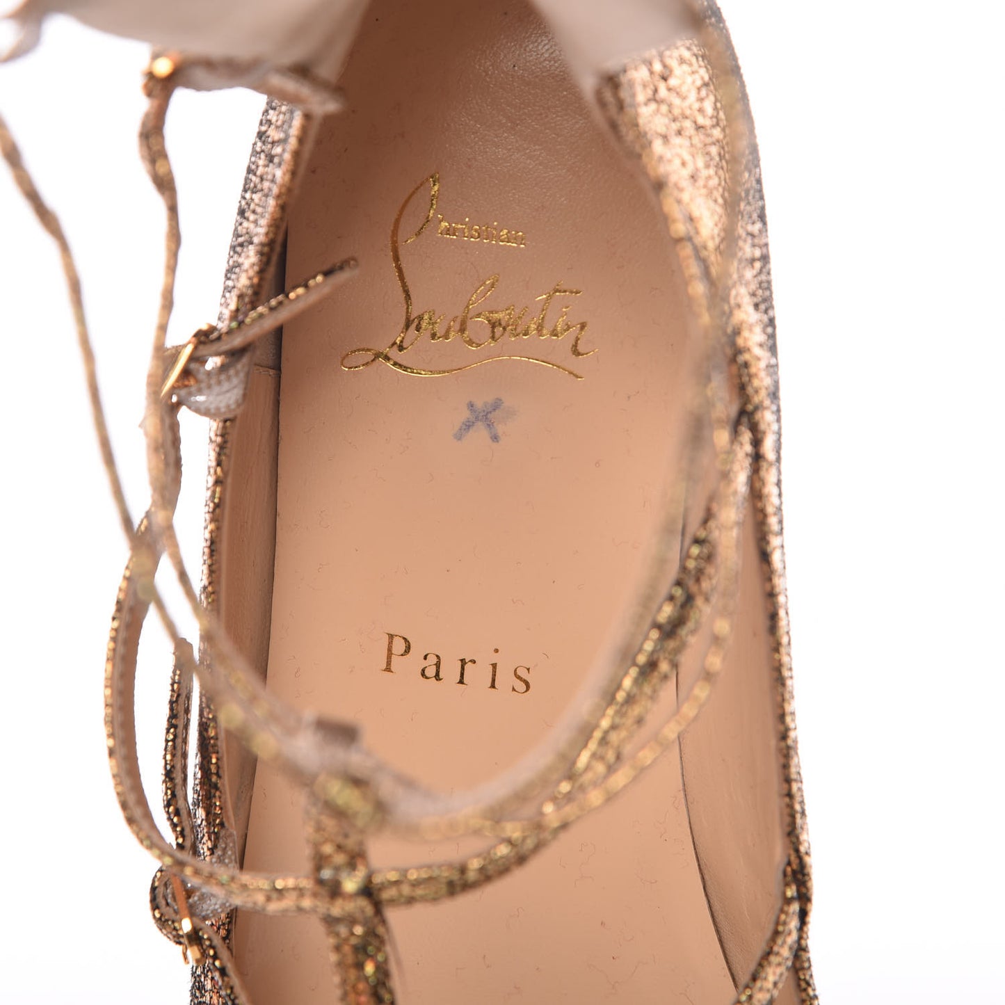 Cosmo 3D Kid Toerless Muse Ankle Wrap Ballerina Flats 38.5 Gold