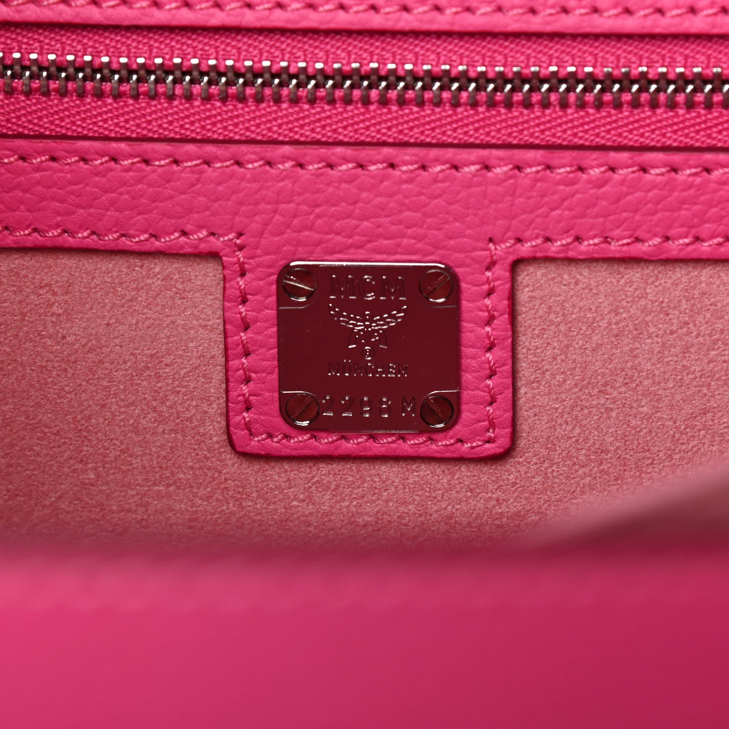 MCM Grained Calfskin Medium Patricia Park Avenue Satchel Sugar Pink 5 of 8