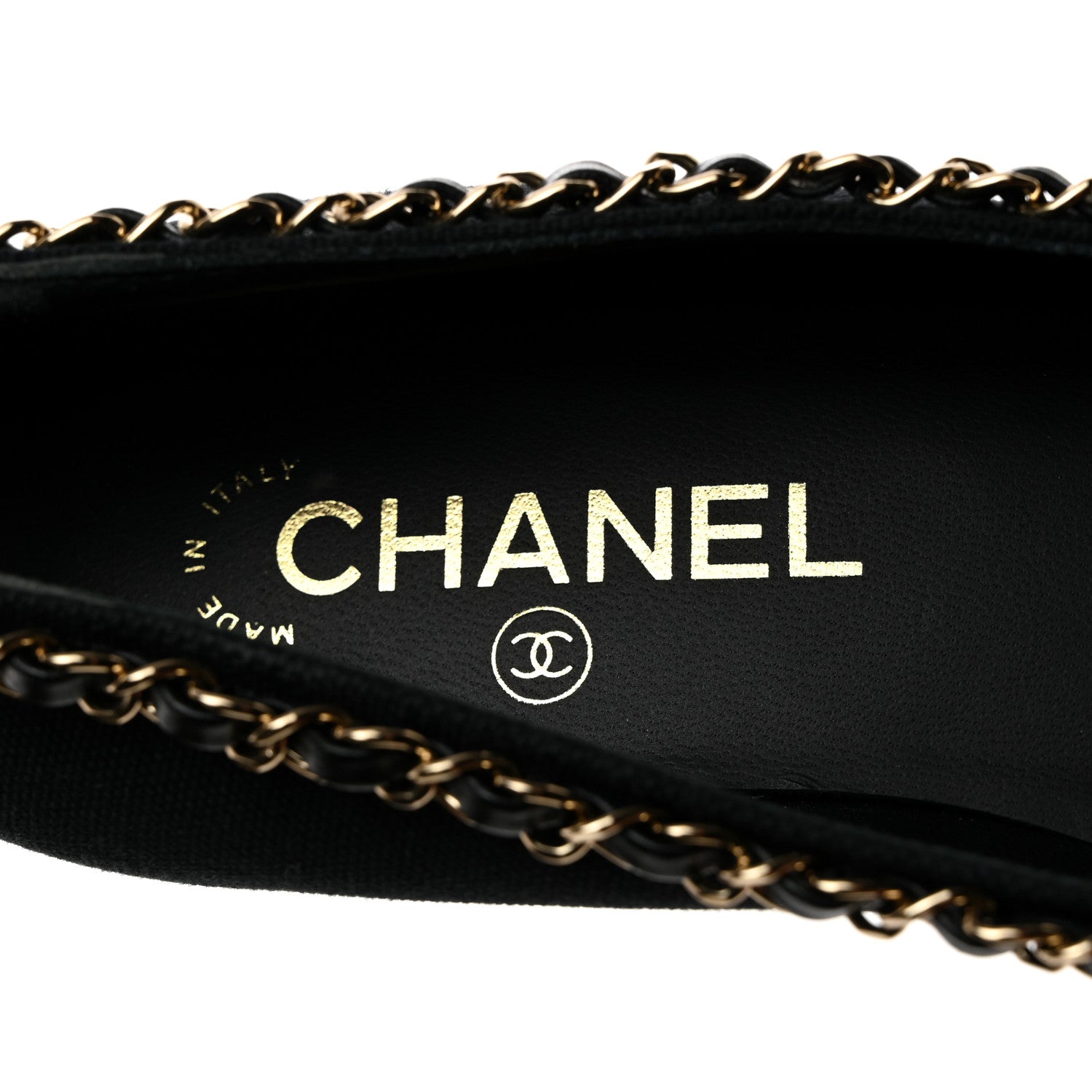 Chanel Fabric Grosgrain Chain Cap Toe Flats 36 Black 6 of 7