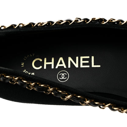 Chanel Fabric Grosgrain Chain Cap Toe Flats 36 Black 6 of 7