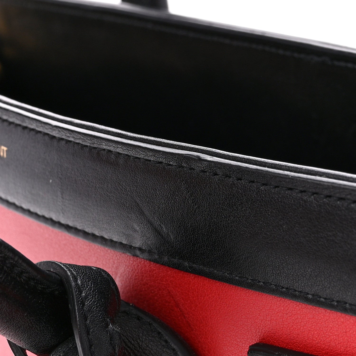 Saint Laurent SAINT LAURENT Calfskin Bi-Color Nano Sac De Jour Red Black 16 of 21