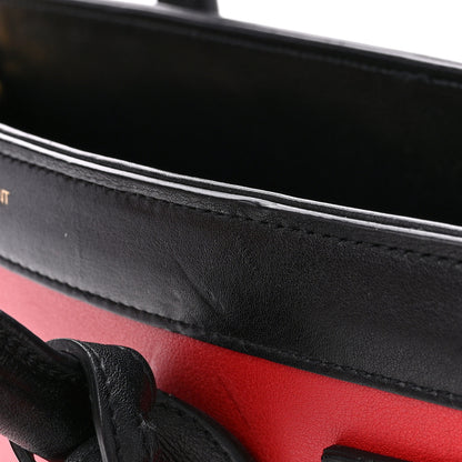 Saint Laurent SAINT LAURENT Calfskin Bi-Color Nano Sac De Jour Red Black 16 of 21