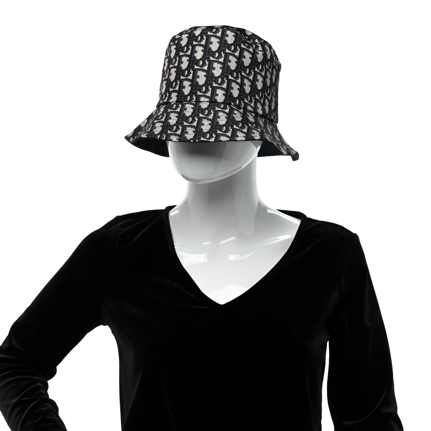 Metallic Oblique Reversible Teddy-D Bob Bucket Hat 58 Blue Silver