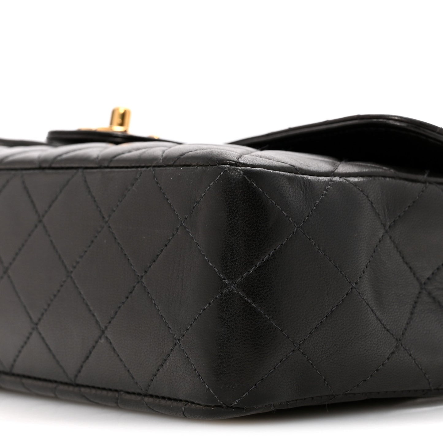 Lambskin Quilted Medium Rectangular Kelly Flap Bag Black