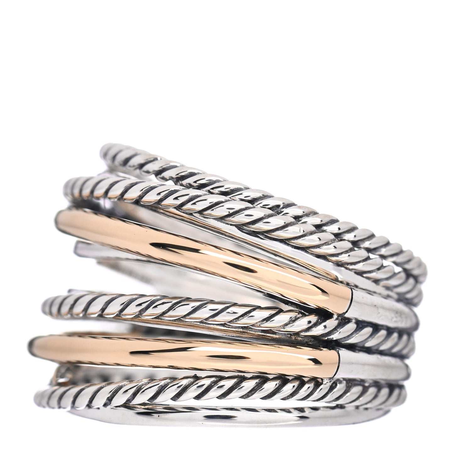 Sterling Silver 18K Yellow Gold Wide Crossover Collection Ring 57 8