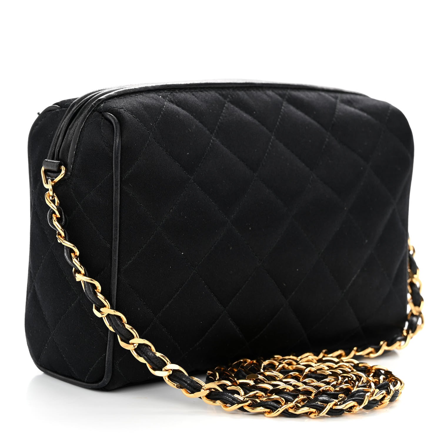 Chanel Satin Quilted Tassel Camera Case Black 3 of 12