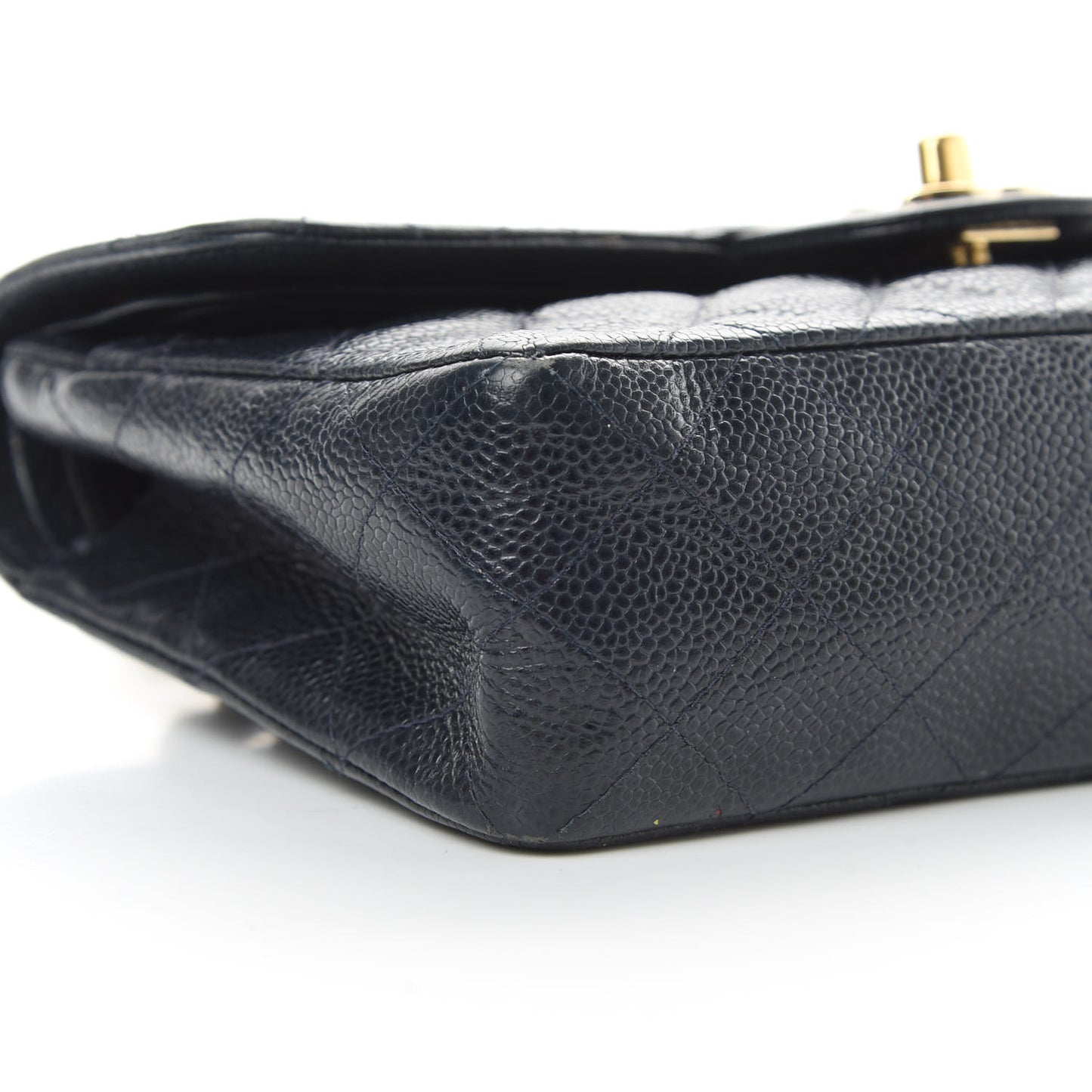 Caviar Quilted Small Double Flap Navy