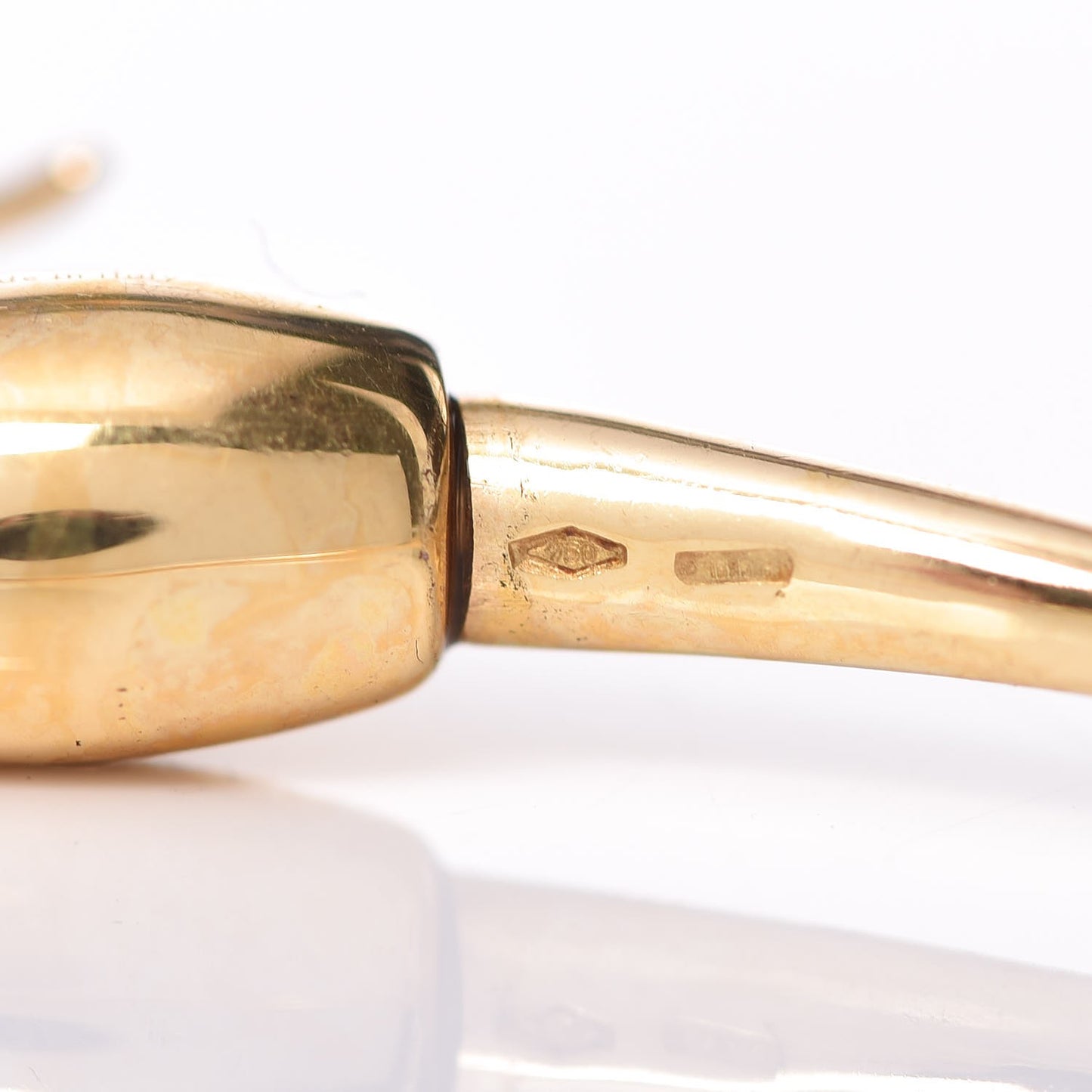 18K Yellow Gold Horsebit Drop Hoop Earrings