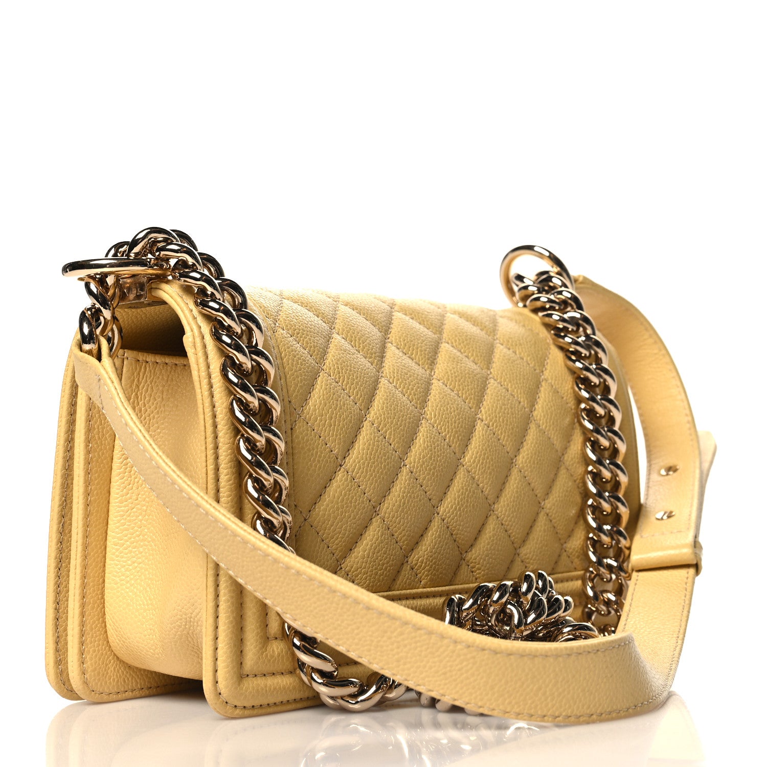 Chanel Caviar Quilted Small Boy Flap Yellow 3 of 11