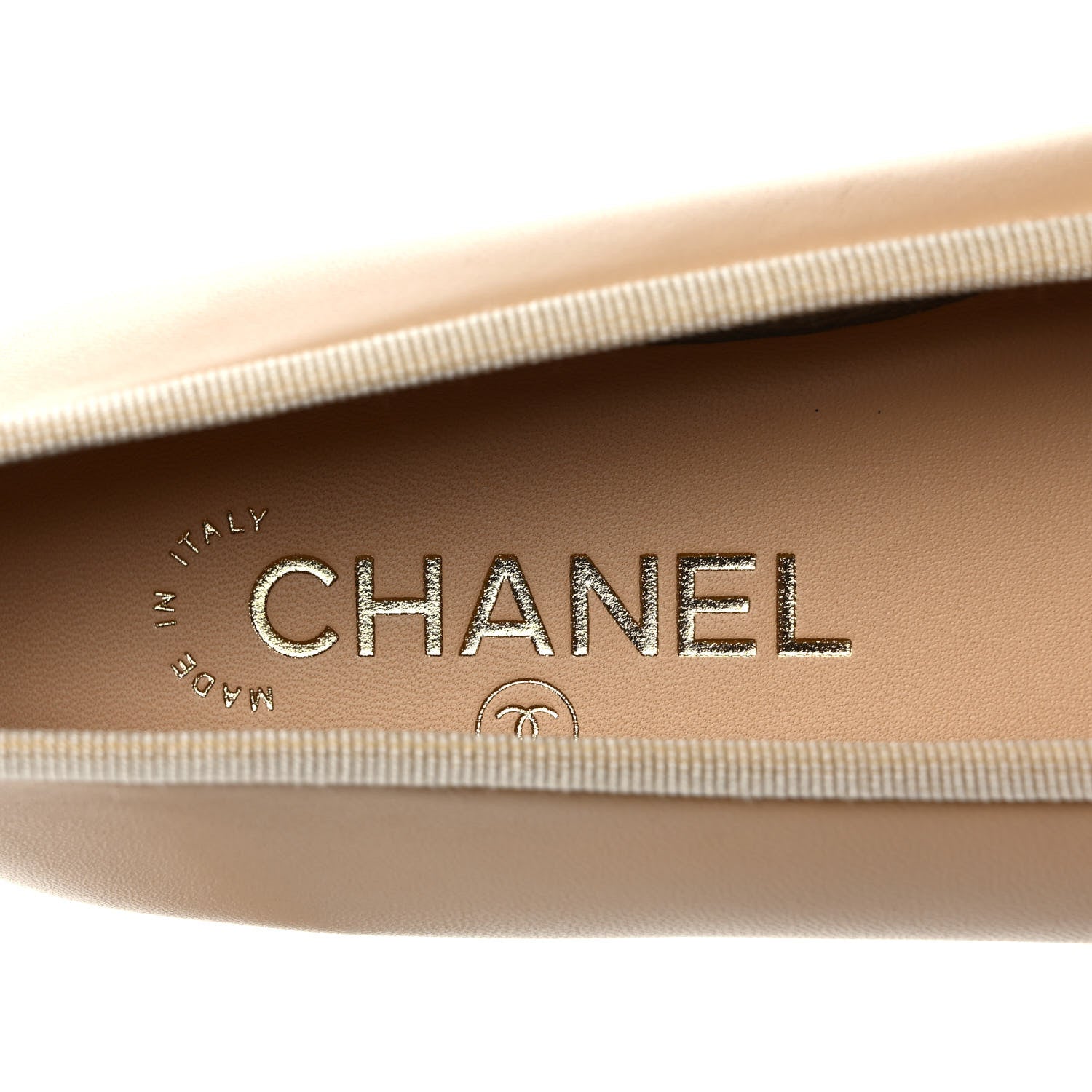 Chanel Lambskin Cap Toe CC Ballerina Flats 35.5 Beige Black 7 of 9