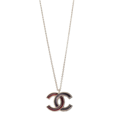Chanel Resin CC Pendant Necklace Light Gold Red Purple 1 of 5
