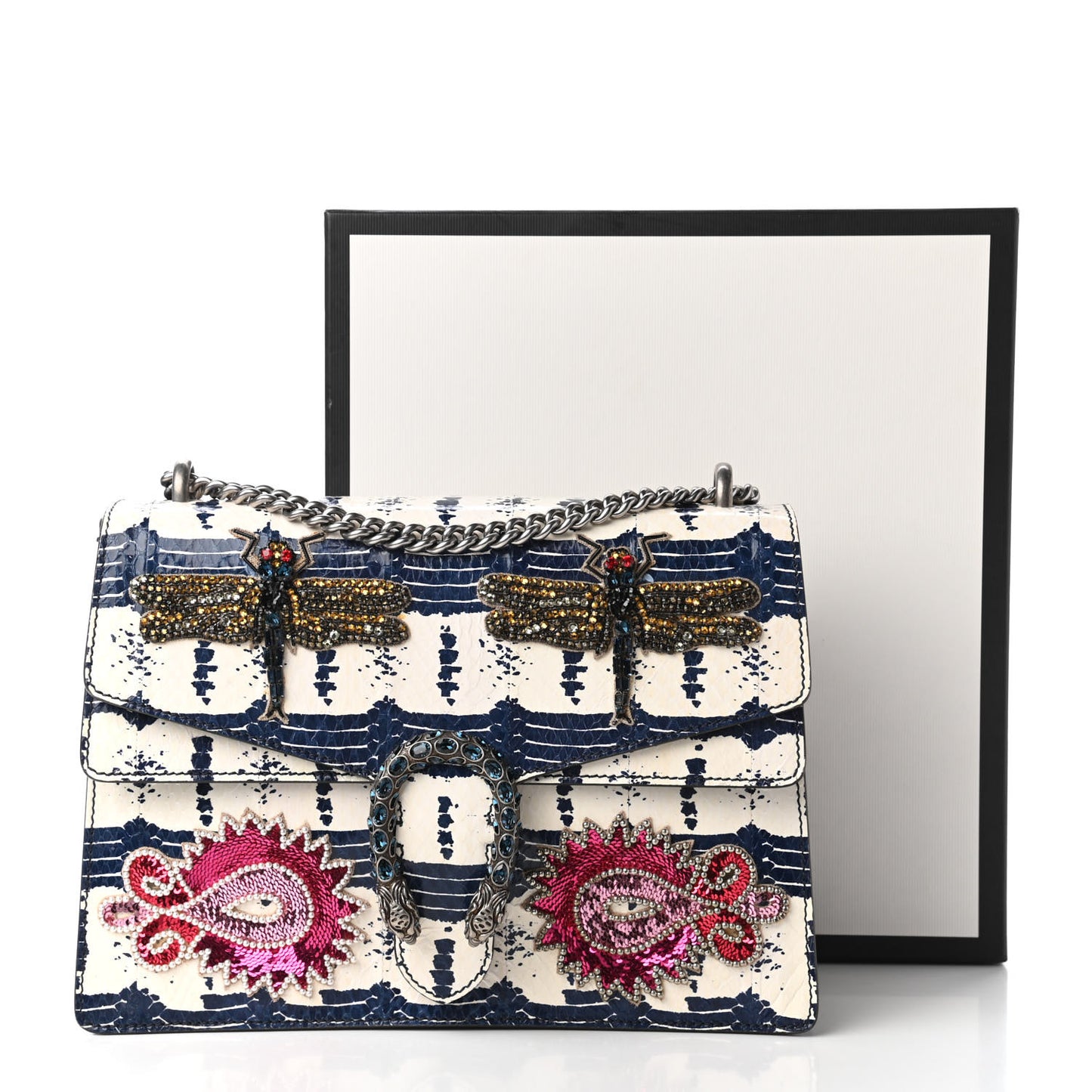 Snakeskin Dragonfly Medium Dionysus Shoulder Bag Blue